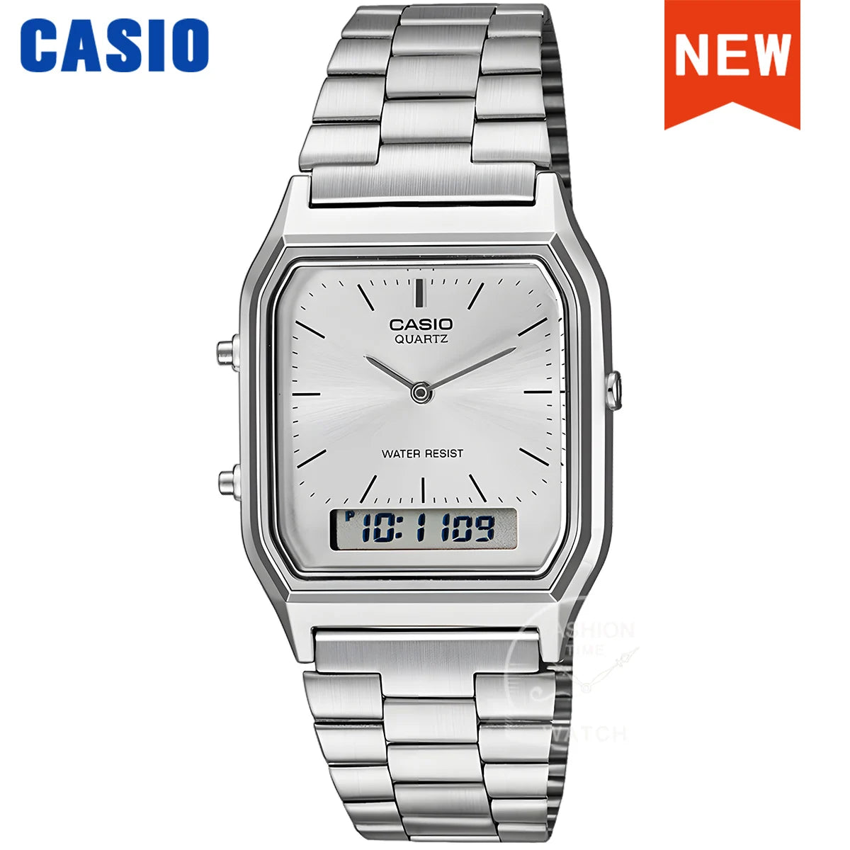 Casio Herrenuhr Dual Display Retro-Stil personalisiertes Zifferblatt Design Quarzwerk wasserdicht AQ-230A-