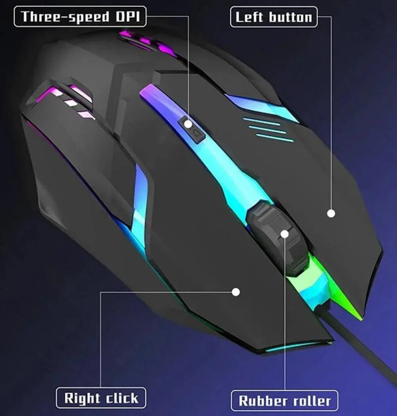 Ergonomische Gaming-Maus mit RGB-Beleuchtung für PC & Laptop
