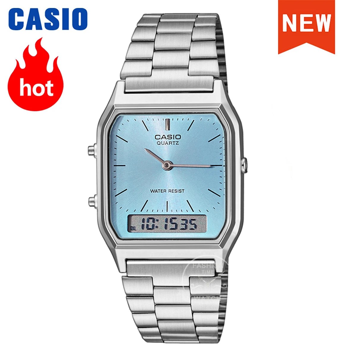 Casio Herrenuhr Dual Display Retro-Stil personalisiertes Zifferblatt Design Quarzwerk wasserdicht AQ-230A-
